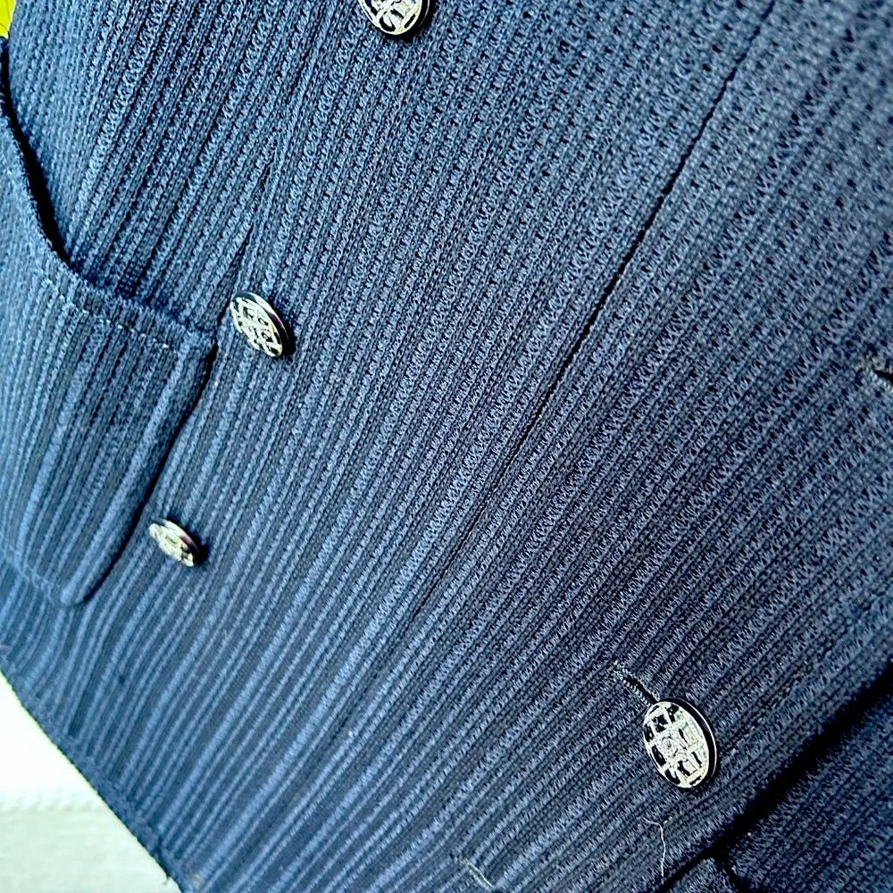 CHANEL Navy Blue Double-Breasted Blazer Coat from 2013